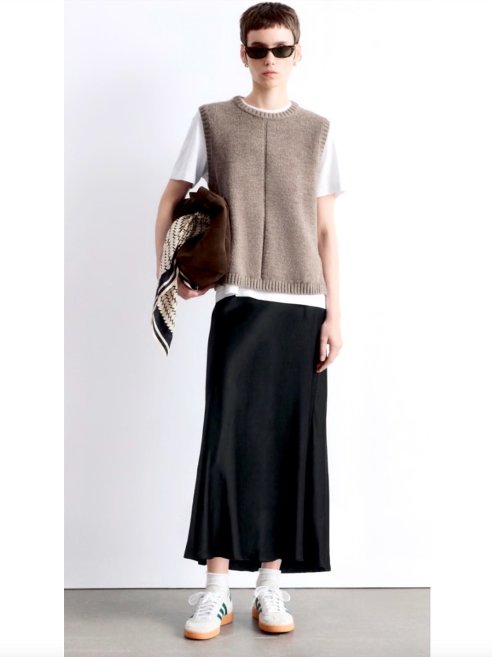 & OTHER STORIES Black Bias Cut Satin Midi Skirt - NWT! - 10